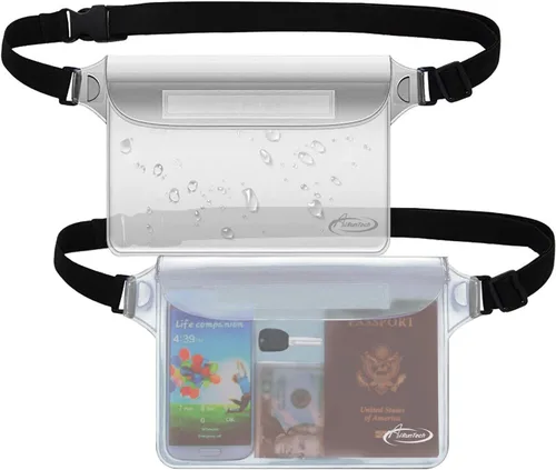 AiRunTech Bolsa impermeable con correa para la cintura (paquete de 2) | Accesorios de playa la mejor manera de mantener tu teléfono y objetos de
