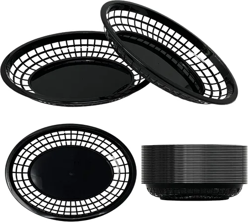 Miniatura 9 de Cestas de plástico de comida rápida, enormes cestas de comida de 12 x 9 pulgadas para servir, reutilizables, para restaurante, comedor, hamburguesa