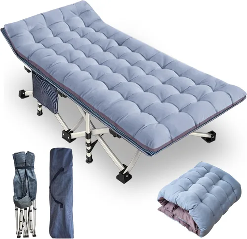 Miniatura 13 de Catre de Camping con Almohadilla Gruesa Catres para Dormir Cama de Camping Catre Plegable 450LBS(Carga Máxima) Cómodo Doble Capa Oxford Resistente