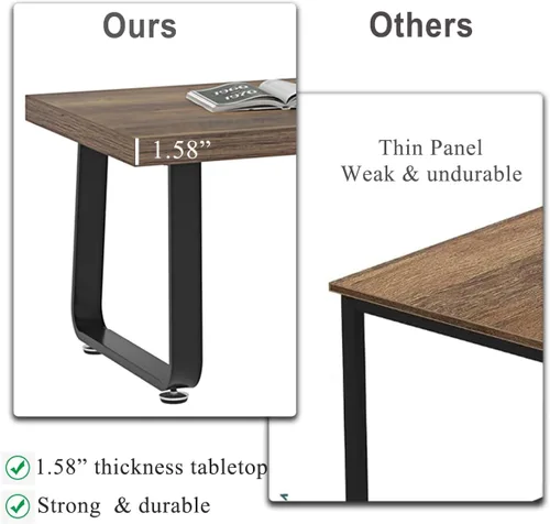 Miniatura 5 de HSH Mesa de café industrial rústica de 47" - Mesa central minimalista moderna de granja con patas de madera y metal, mesa de cóctel para sala