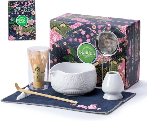 Miniatura 7 de Buucup Juego de batidor de matcha, juego de cerámica matcha incluye cuenco matcha, batidor de matcha y soporte, cuchara de bambú, soporte para Verde
