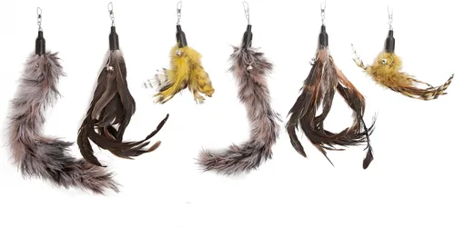 Paquete de 6 repuestos de plumas de juguetes para gatos: añade vida al juguete favorito de tu gato con este paquete múltiple de recarga de plumas