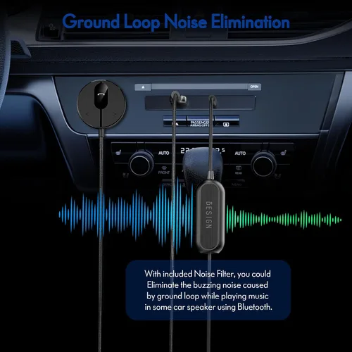 Miniatura 4 de BESIGN BK01 Kit Bluetooth para coche, receptor auxiliar inalámbrico para llamadas manos libres y transmisión de música con filtro de ruido de bucle