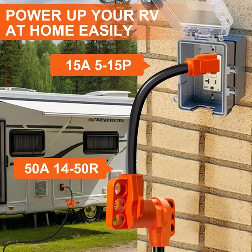 Miniatura 6 de Adaptador para RV de 50 Amperios a 110 Voltios, Adaptador de Corriente Eléctrica NEMA 5-15P a NEMA 14-50R, Cable Adaptador Dogbone para RV Calibre