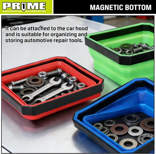 Miniatura 5 de PR1ME Juego de Bandejas Magnéticas Plegables para Piezas, Bandeja Magnética Plegable, 3 Piezas de Cuencos Cuadrados de Silicona de 4.25 Pulgadas