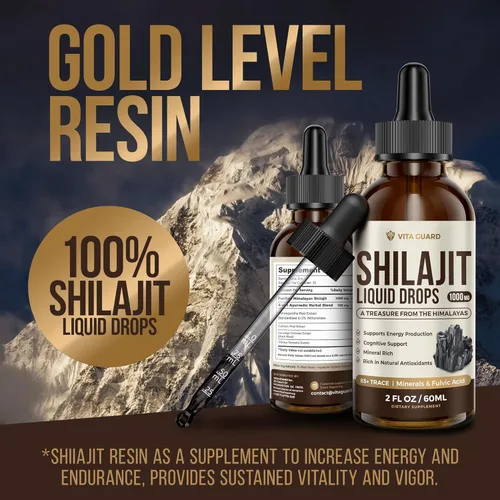 Miniatura 8 de Gotas líquidas Shilajit del Himalaya, 1000 mg de energía e inmunidad con más de 85 oligoelementos y ácido fúlvico, suplemento de fuerza, vitalidad
