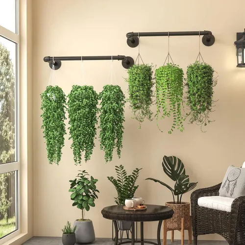 Miniatura 5 de Perchero de pared de 21.06 pulgadas, perchero industrial para montaje en pared, perchero de hierro resistente, barra colgante multiusos ahorradora