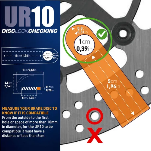 Miniatura 9 de URBAN UR10 Hi-Tech Bloqueo de disco de alarma para motocicleta de 120 dB, máxima seguridad aprobada por SRA, advertencia sensibilidad A+, activación