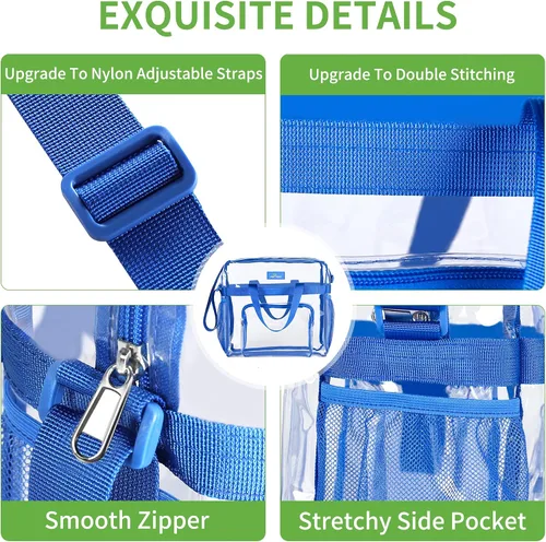 Miniatura 67 de MAY TREE Bolsa transparente para eventos en estadios de 12 x 6 x 12 pulgadas, bolsa de almuerzo transparente con correas reforzadas para trabajo