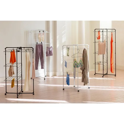 Miniatura 8 de Brabantia HangOn Tower - Tendedero de ropa con ruedas, 76 pies (75.5 ft) Negro mate Aireador alto de ropa interior de 3 niveles con estantes
