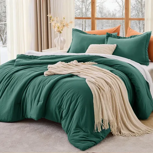 Miniatura 15 de MUXHOMO Juego de edredón beige tamaño individual/individual XL, ropa de cama alternativa ultrasuave para todas las estaciones. El juego de cama