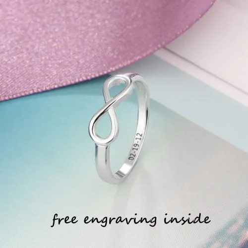 Miniatura 2 de Lam Hub Fong Anillos de infinito para mejores amigos, anillos de plata de ley personalizados con nombre para mujeres, anillos de amistad a juego