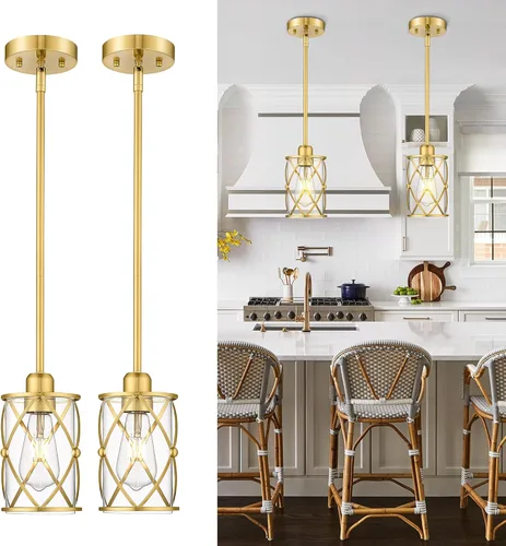 Miniatura 27 de CH9176BK-3PK - Luces colgantes de cristal para isla de cocina, paquete de 3, iluminación colgante de cocina negra sobre la isla con varilla, moderna
