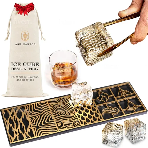 Miniatura 10 de Bandeja de Diseño para Hacer Cubitos de Hielo Transparentes - Molde Moderno para Bourbon y Cócteles en 5 Segundos - Molde de Cubo de Whisky Sellado