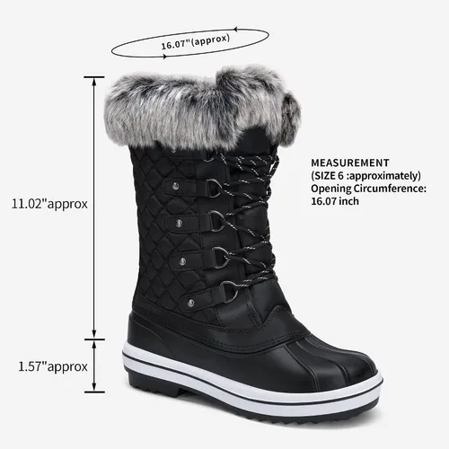 Miniatura 6 de VEPOSE Botas de nieve impermeables para mujer Calzado a media pantorrilla de agujetas con pieles