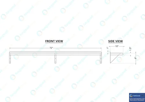 Miniatura 8 de AmGood Estante de pared de acero inoxidable de 72 pulgadas de largo x 10 pulgadas de profundidad Certificado NSF Estantería de metal