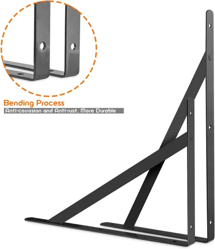 Miniatura 3 de STARVAST Paquete de 4 soportes de estante resistentes de 11.8 x 7.5 pulgadas, estantes flotantes negros triangulares, ángulo de 90 grados, soporte