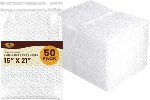 Miniatura 9 de The Boxery 3x5" Clear Self-Sealing Bubble Out Bag Pouches -50 Pack- Bubble Cushion Wrap Bags for Packing, Storage, Moving, and Shipping fragile items