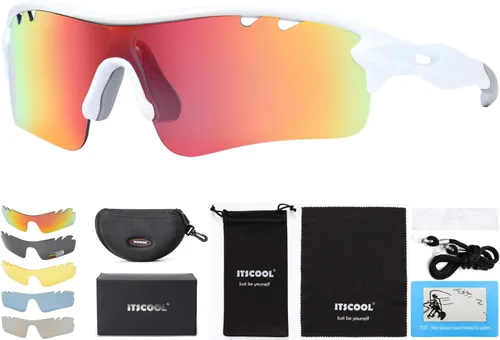 Miniatura 8 de ITSCOOL Gafas de sol deportivas polarizadas con 5 lentes intercambiables para hombres y mujeres, softbol, béisbol, pickleball ciclismo