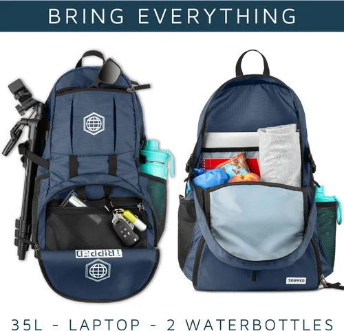 Miniatura 5 de Mochila de viaje: mochila ligera para senderismo, gimnasio y avión, Azul oscuro marino, 35 liters, Mochilas Daypack