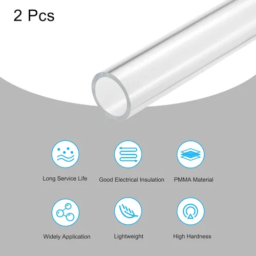 Miniatura 3 de MECCANIXITY Tubo acrílico transparente rígido redondo tubo 24mm (0.9") ID 1.181 in (1 3/16") OD 14" para lámparas y linternas, sistema