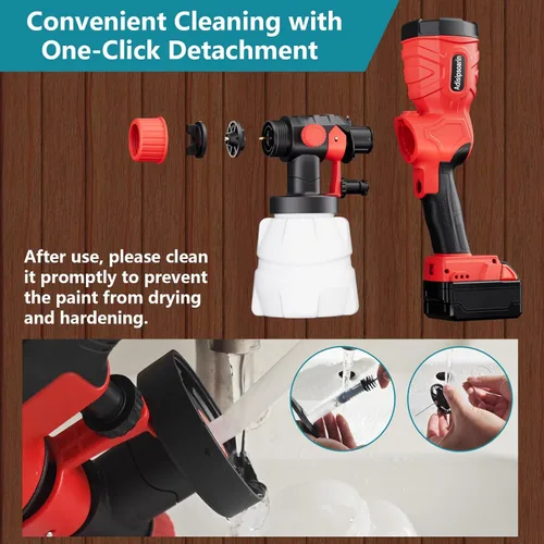 Miniatura 5 de Adisipsoarin Pulverizador de pintura de 18 V de alta velocidad para batería Milwaukee M18 de 18 V, 2 recipientes, fácil de limpiar, para pintura