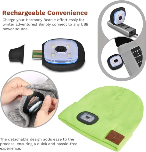 Miniatura 5 de BLACK DECK Gorro unisex LED Bluetooth Faro LED y auriculares estéreo inalámbricos compatibles con todos los dispositivos Bluetooth