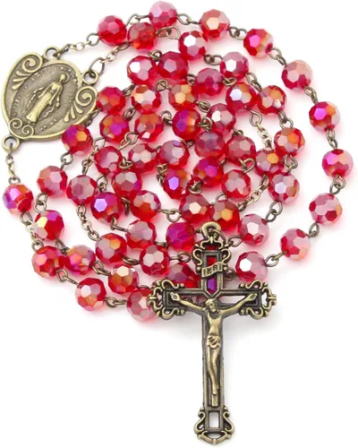 Miniatura 30 de KOMI Rosario de cuentas católicas para mujer, collar de cuentas de rosario con cruz de crucifijo, perlas de cristal, rosario, rosarios, católicos