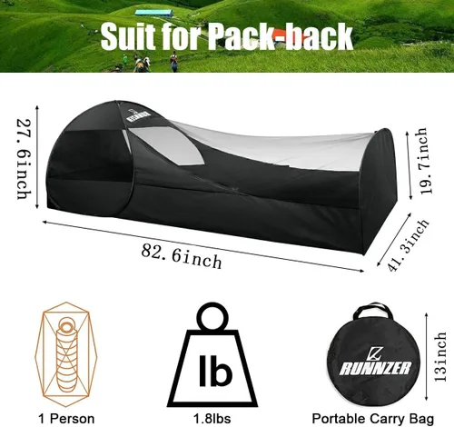 Miniatura 2 de L RUNNZER Single Person Pop Up Tent, 1 Person Mosquito Net Tent