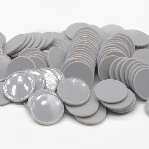 Miniatura 25 de Juego de 100 fichas de juego de fichas de póquer de plástico opaco con caja de almacenamiento (gris, 1 pulgada)