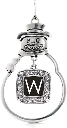 Miniatura 77 de Inspired Silver - Adorno de rodillo de reina - Adorno cuadrado de plata con muñeco de nieve con joyas de circonita cúbica