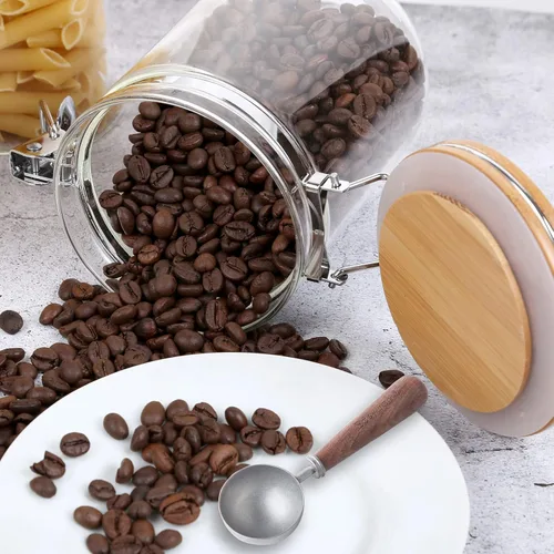 Miniatura 8 de Easyworkz Cuchara de café retro de acero inoxidable con mango de nogal negro, 10 g - Cuchara medidora (Vintage)
