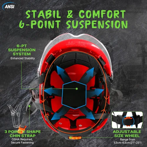 Miniatura 5 de AOLAMEGS - Cascos de construcción aprobados por OSHA - ANSI Z89.1, Cascos de seguridad rojas de alto impacto ABS, con ventilación ajustable