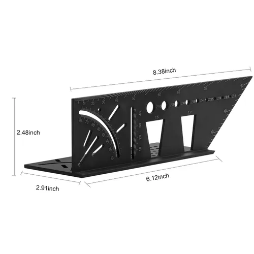 Miniatura 2 de Herramienta de medición de ángulo de aleación de aluminio 3D, herramienta de medición de ángulo multifunción para carpintería, herramientas