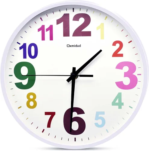 Miniatura 8 de Reloj de pared, 10 pulgadas, multicolor, silencioso, sin tictac, funciona con pilas, relojes de pared modernos para dormitorio, sala de estar