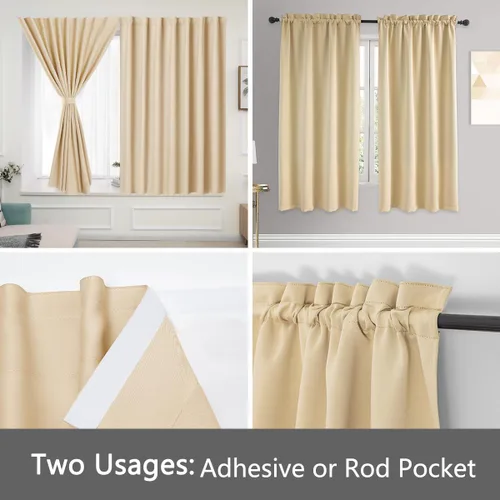 Miniatura 4 de Muamar Cortinas opacas sin taladro, paneles de cortina para ventana fáciles de instalar, juego de 2 paneles de cortinas portátiles para dormitorio