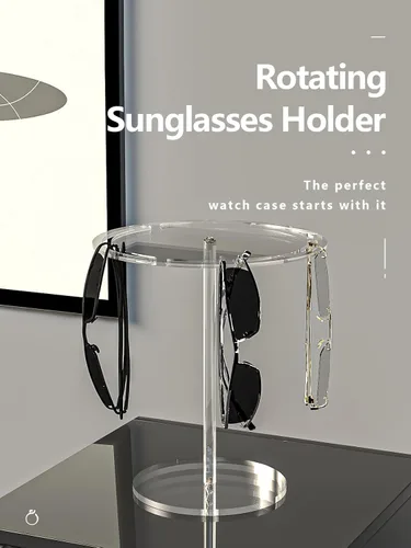 Miniatura 2 de Sunglasses Holder Stand 360 Rotating, Eyeglasses Display Rack,Eyewear room Tabletop Glasses Storage Organizer (Acrylic, Round)