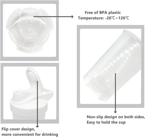 Miniatura 3 de Botella Coctelera para Batidos de Proteínas y Taza para Proteínas con Shaker de 10 onzas/300ML con Bolitas Mezcladoras, Juego de Botellas Shaker