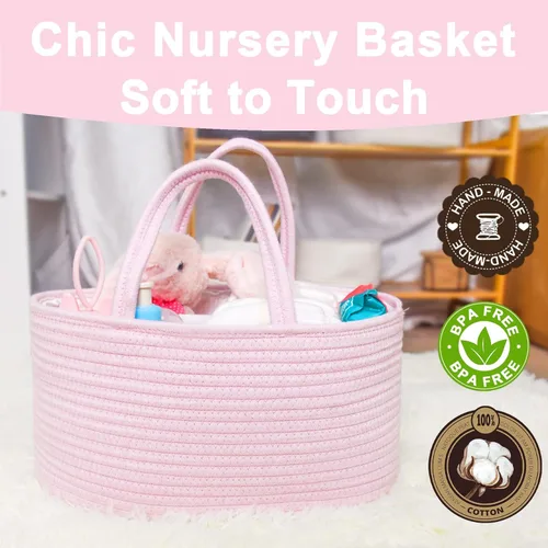 Miniatura 7 de ABenkle Organizador de Pañales - Cesta de Almacenamiento de Cuerda de Algodón para Artículos Esenciales del Bebé, Regalo de Baby Shower para Niños
