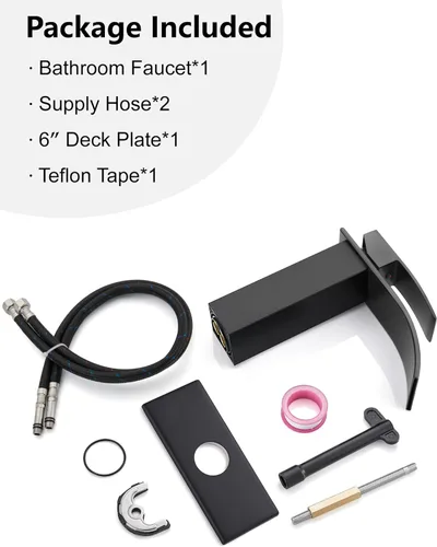 Miniatura 9 de Midanya Grifo de baño con boquilla de cascada de una sola manija, grifo de lavabo de baño de 1 agujero, moderno grifo de lavabo de lavabo de RV