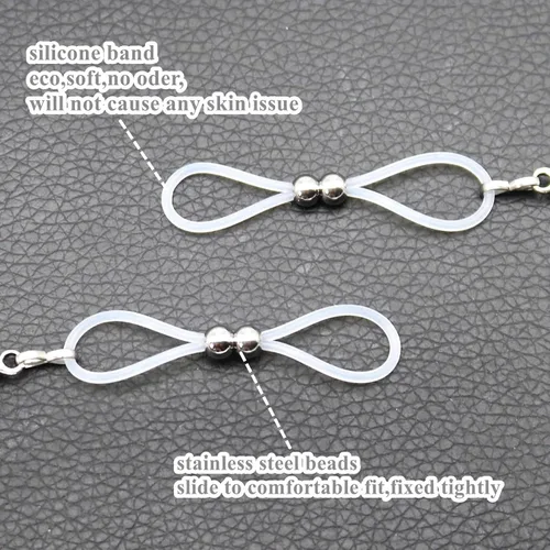 Miniatura 2 de Cadenas de joyería de pezón sin perforar, anillos de perforación de pezón de imitación, campanas, lazo de pezón de acero inoxidable