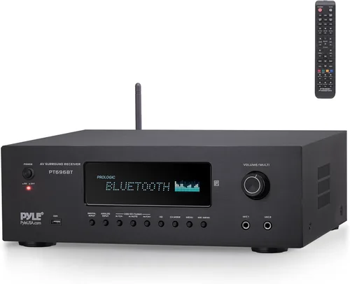 Pyle Receptor de cine en casa Bluetooth de 1000 W, sistema de amplificador estéreo de sonido envolvente de 5.2 canales con 4K Ultra HD, video 3D y