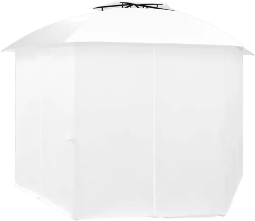 Miniatura 3 de Tienda de campaña para fiestas al aire libre, boda, patio, kiosco, jardín, marquesina con cortinas de 141.7 x 122.8 x 104.3 pulgadas, blanco, 0.6