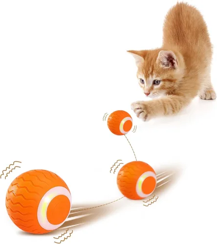 Miniatura 2 de Cat Toys - Pelota giratoria interactiva, rodamiento automático inteligente para entrenamiento de gatos, con luces LED intermitentes, y es recargable