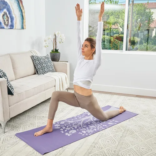 Miniatura 6 de ProsourceFit Alfombrillas de yoga de 3/16" (5 mm) de grosor para mayor comodidad y estabilidad con diseños impresos exclusivos, plumas verde mar