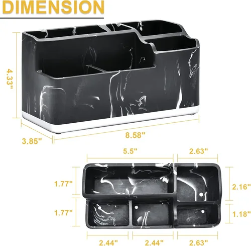 Miniatura 6 de VITVITI Portacepillos de dientes para baño, organizador de baño, encimera de baño, 5 compartimentos, accesorios de baño, almacenamiento para pasta