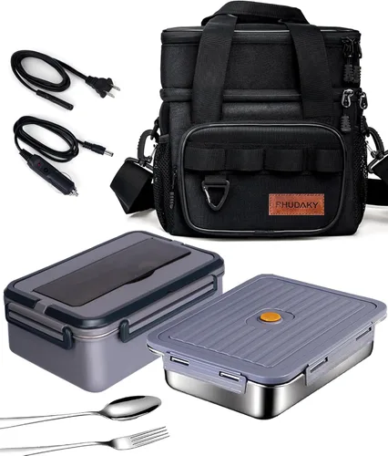 Miniatura 8 de Lonchera eléctrica inalámbrica de 27000 mAh, calentador de alimentos portátil recargable de 100 W para adultos, trabajo, viajes, automóvil, funciona