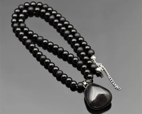 Miniatura 31 de Colgante de turmalina cruda natural, Collar de cuentas de ónix negro genuino, Collar de piedra negra, Collar de piedras preciosas, Cuentas de 0.315