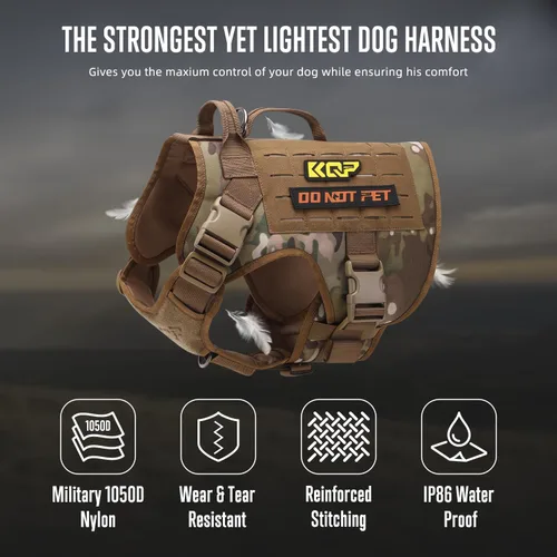 Miniatura 2 de Arnés táctico para perro, arnés para perro sin tirones, chaleco militar con clips metálicos ajustables, arnés para perros grandes, medianos