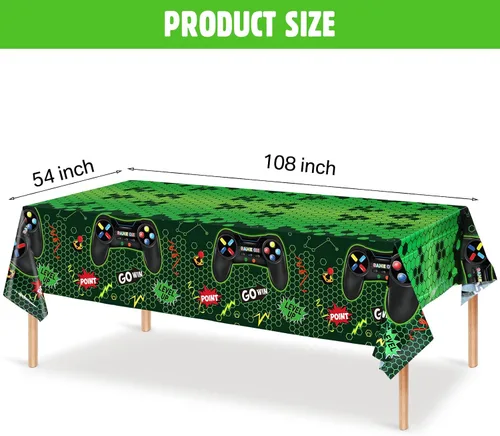 Miniatura 2 de Tatuo 3 fundas de mesa de videojuegos, decoración de cumpleaños temática de juegos, mantel de plástico, suministros de fiesta para niños y niñas